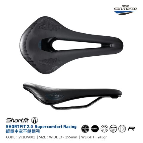 Selle San Marco 坐墊 SHORTFIT 2.0 SUPERCOMFORT OPEN-FIT RACING 寬 291LW001