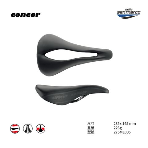 Selle San Marco 坐墊 CONCOR OPEN-FIT DYNAMIC (寬) 黑/黑  275ML00