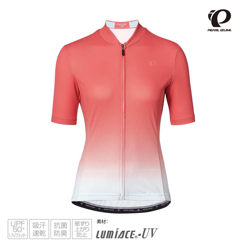 PEARL iZUMi W621-B-22專業級合身女性短袖車衣 橘紅漸層