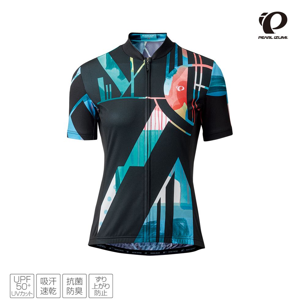 PEARL iZUMi W621-B-4 專業級 抗UV女性短袖車衣 黑底幾何