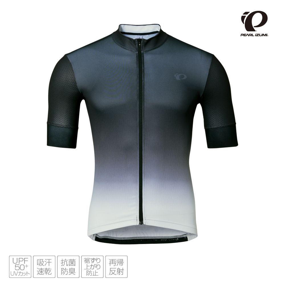 PEARL iZUMi 321-B-7 競速合身款男性短袖車衣 黑白漸層