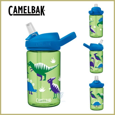 贈防塵蓋CamelBak 400ml eddy+ kids兒童吸管運動水瓶-嘻哈恐龍