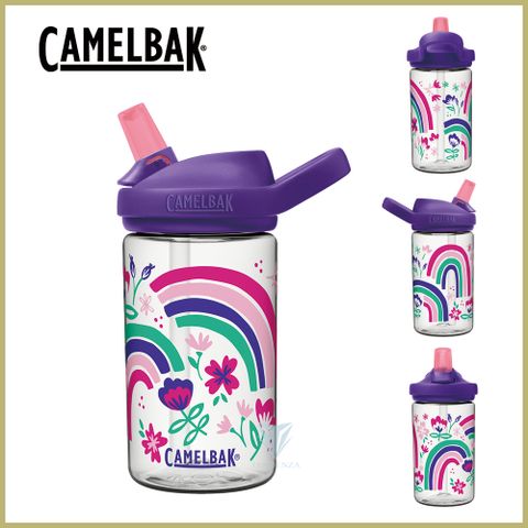 CamelBak 400ml eddy+ kids兒童吸管運動水瓶-彩虹花卉