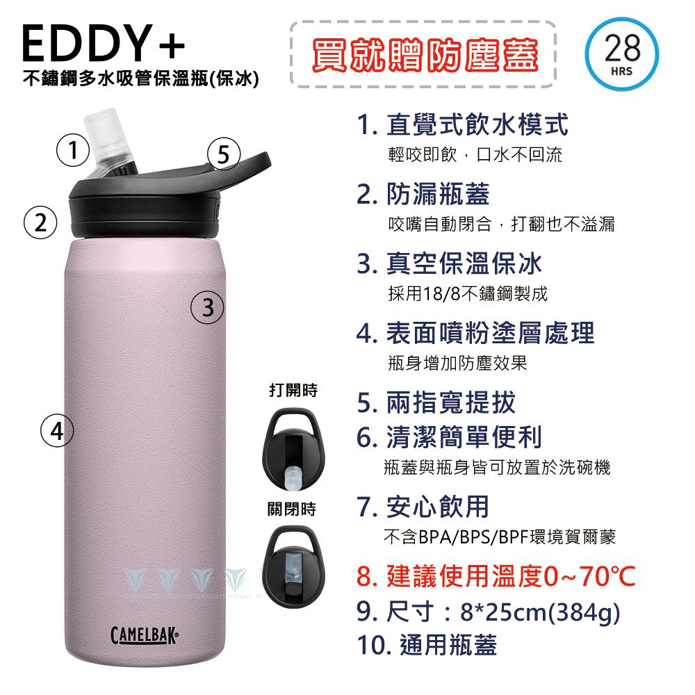 CamelBak  750ml eddy+多水吸管保冰/溫水瓶 濃黑