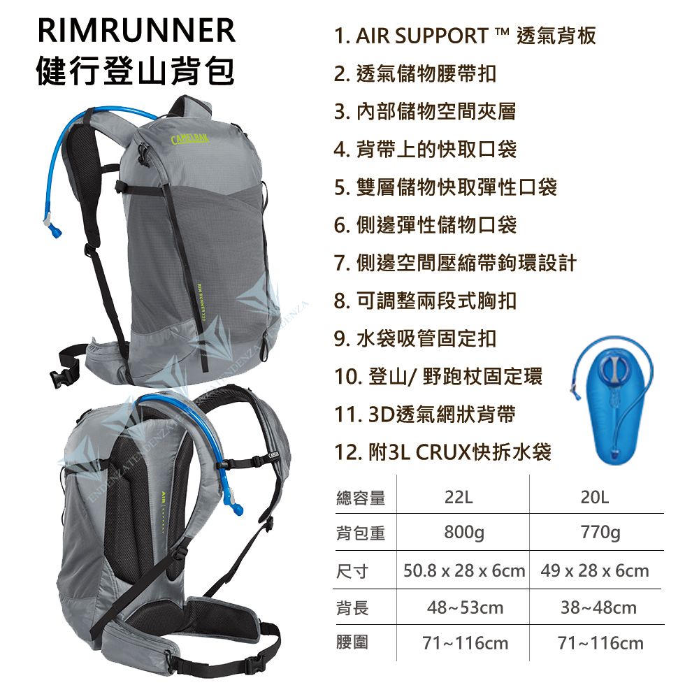 CamelBak RIMRUNNER 22L/20L 專業登山背包(附3L快拆水袋)