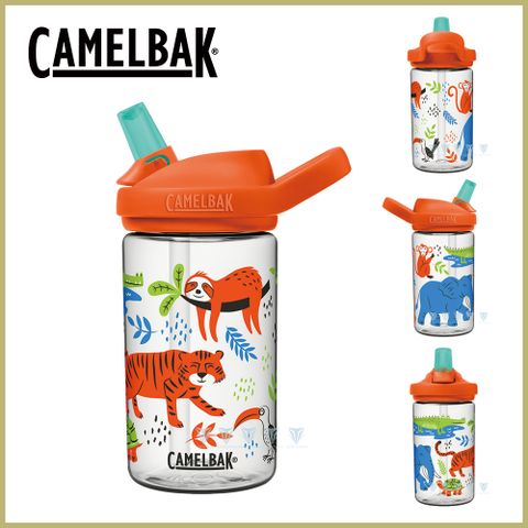 贈防塵蓋CamelBak 400ml eddy+ kids兒童吸管運動水瓶-滑板怪獸