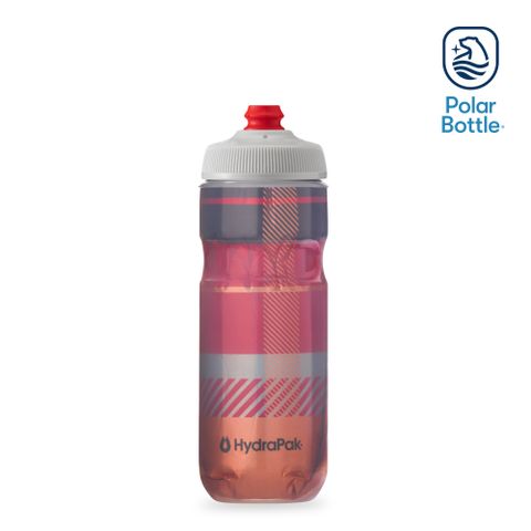 Polar Bottle 20oz 方格紋雙層保冷噴射水壺 Tartan 紅橘