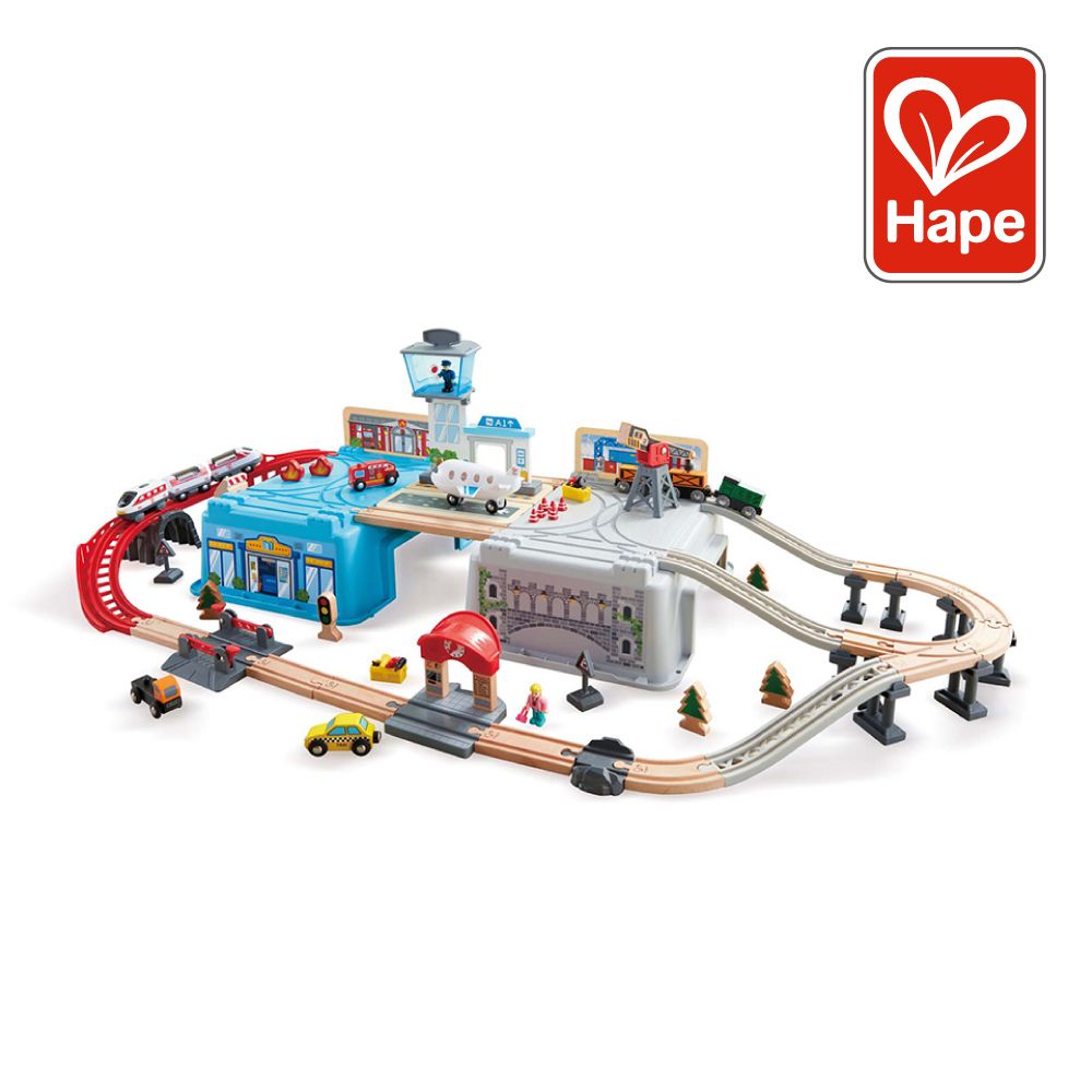 Hape 城市高速軌道遊戲組(玩具車/軌道遊戲/家家酒玩具/木製玩具)