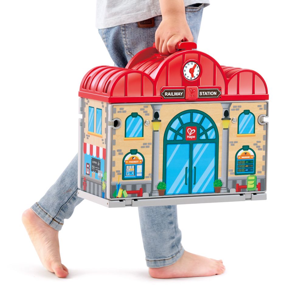 Hape 德國Hape 火車軌道大車站便攜組合(軌道遊戲/家家酒玩具/木製玩具)