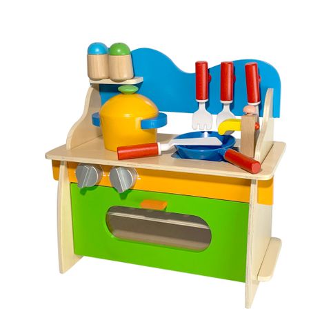拼裝木製家家酒玩具小廚房(含配件)
