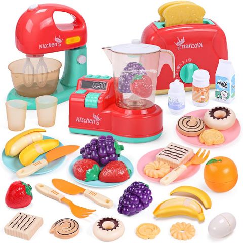 CUTE STONE兒童廚房玩具電器組合 攪拌機 烤麵包機 果汁機 套裝玩具