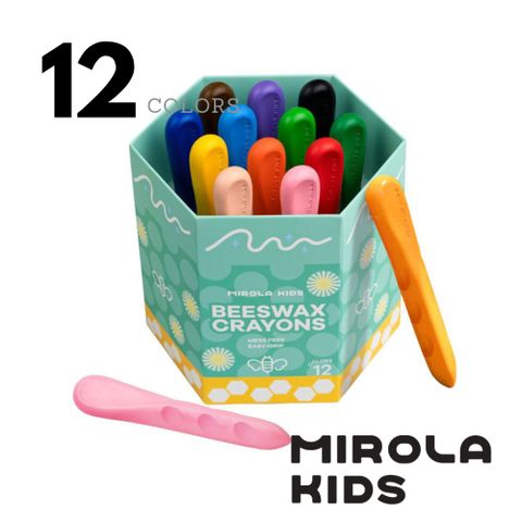 【Mirola Kids 原創美玩】不髒手蜂蠟控筆蠟筆(12色) MK96239
