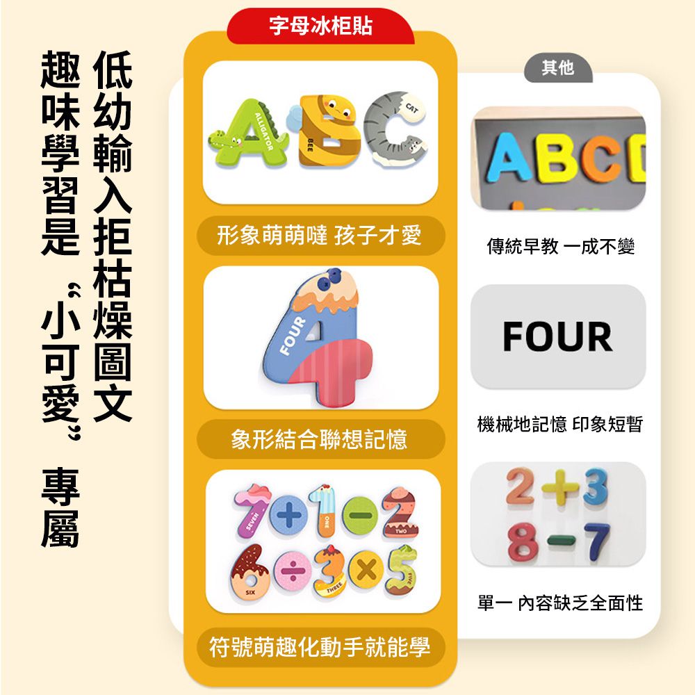  OECO 26個英語字母數字磁力貼 冰箱貼動物 兒童早教認知玩具 寶寶益智認知早教 幼教教具