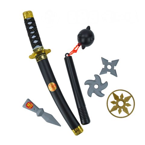 日版忍者短武士刀組(編織帶握把刀+流星錘+飛標)(ST)