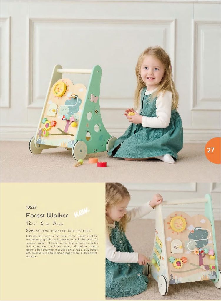 10527Forest Wlker126ASize      cm 13 x  x    discover  hert of the est  for   he lerns to walk t woode wolker will  the ideal  for his    a sider a shape  , a  door with a sound  ,      and   in their devel27