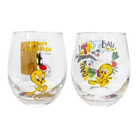 【日本正版】傻大貓與崔弟 3D玻璃杯 350ml 日本製 透明水杯 玻璃杯 Looney Tunes 268369 268376