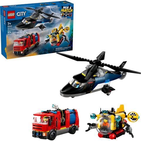 LEGO 樂高 60462 202501 城市系列 - 直升機、消防車和潛水艇套裝