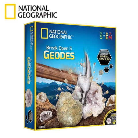 National Geographic 國家地理 發現水晶寶藏(敲開原石發現水晶)-5入原石