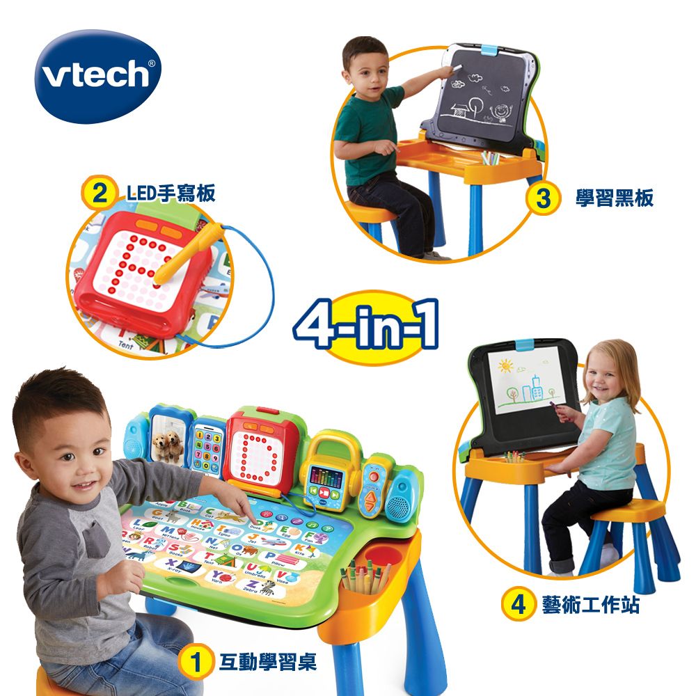 Vtech  4合1多功能互動學習點讀桌椅組超高CP值聽說讀寫可擴充的英語學習主題