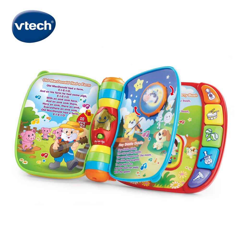 Vtech 　音樂啟蒙學習翻翻書-小熊(橘)  一起翻開書頁聽童謠學唱歌