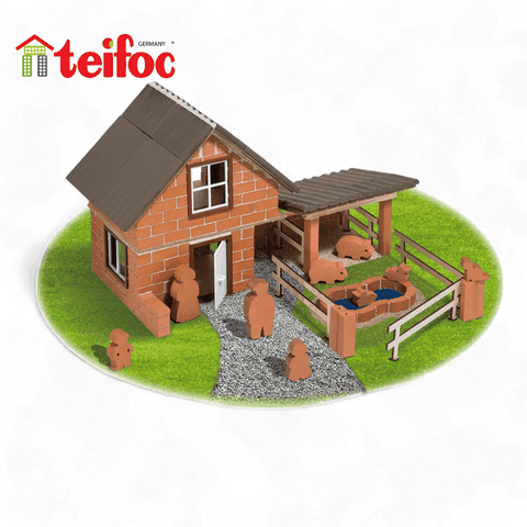 德國teifoc DIY益智磚塊建築玩具 3合1動物農場-4920