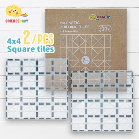 ScienceBaby - 4x4正方大底版(2片)｜2歲+｜積木大地基