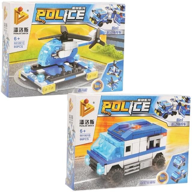 PANLOSBRICK 潘洛斯 警察警車益智積木玩具隨機出貨 331407【小品館】