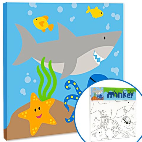 Minkey DIY木框水彩帆布畫-海洋動物