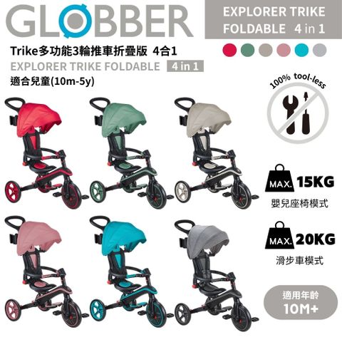 法國 GLOBBER 4合1 Trike多功能3輪推車折疊版