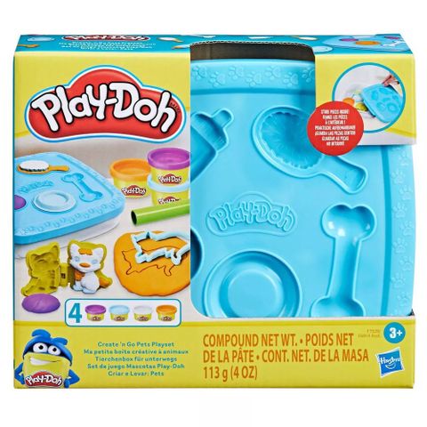 Play-Doh 培樂多 小小攜帶收納盒黏土遊戲組PETS PLAYSET-藍色(F6914)