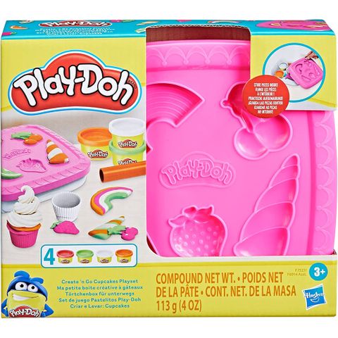 Play-Doh 培樂多 小小攜帶收納盒黏土遊戲組CUPCAKES PLAYSET-粉色(F6914)