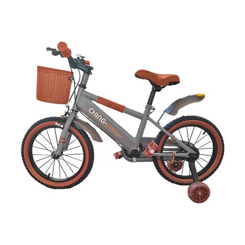 16吋日系文青風二代兒童腳踏車 側柱版+附輔助輪(SX16-01GR 鐵灰色)
