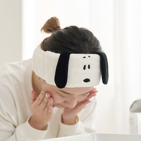 SNOOPY 史努比 Peanuts史努比絨毛造型髮帶-Snoopy 洗臉化妝髮帶
