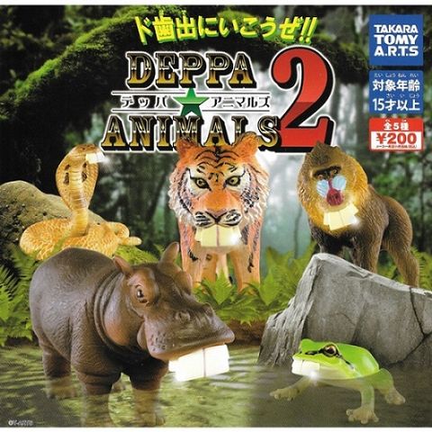 全套5款【日本正版】暴牙動物 P2 扭蛋 轉蛋 DEPPA ANIMALS 兔寶寶牙動物 - 884399