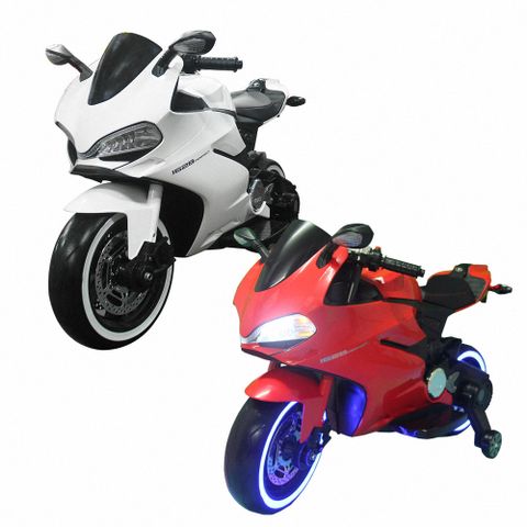 【聰明媽咪兒童超跑】義式重型兒童電動機車摩托車(SX1628發光輪 兩色可選)