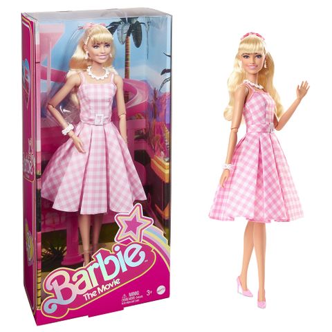 Barbie 芭比 收藏系列-芭比電影粉紅格連衣裙娃娃