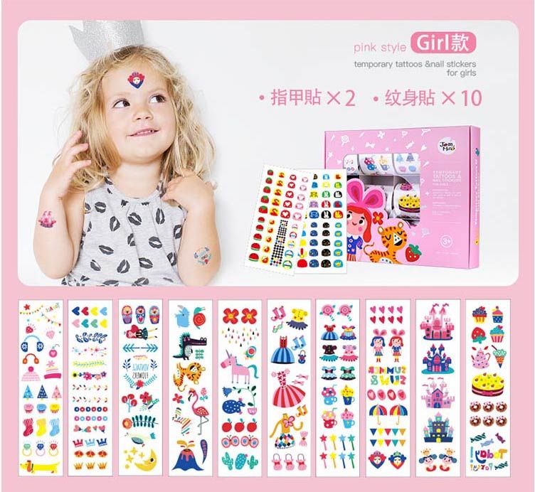 pink style Girltemporary tattoos & stickersfor girls指甲貼2 貼×10