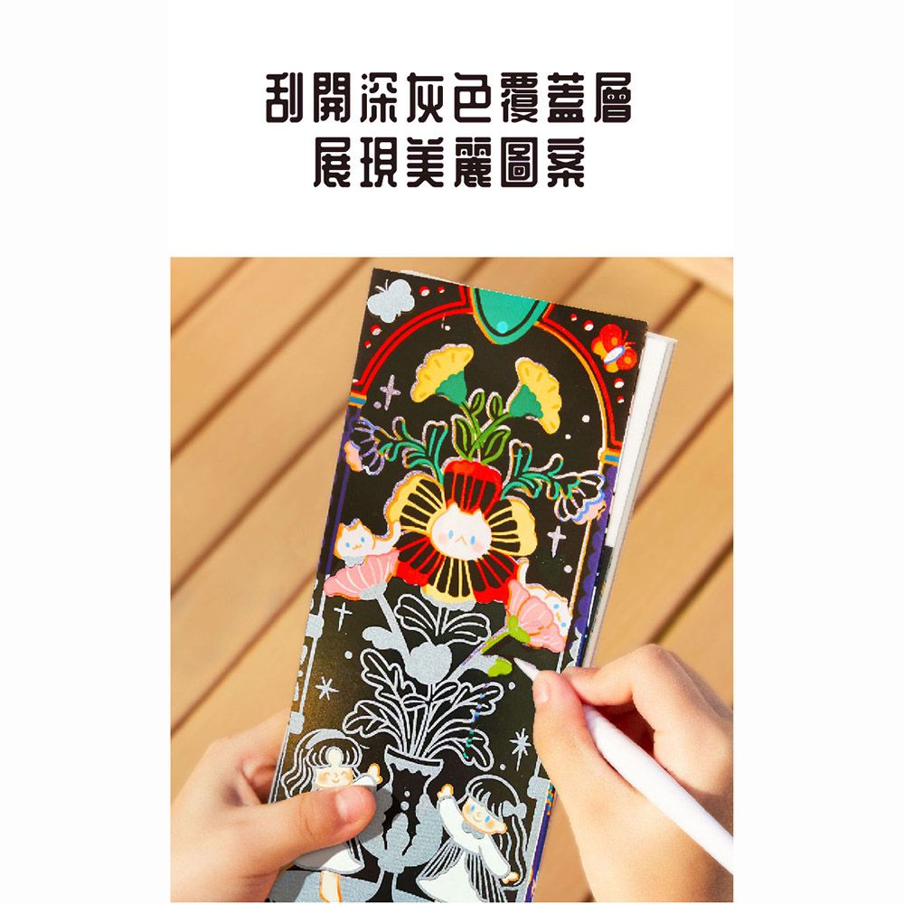 刮開深灰色覆蓋層展現美麗圖案