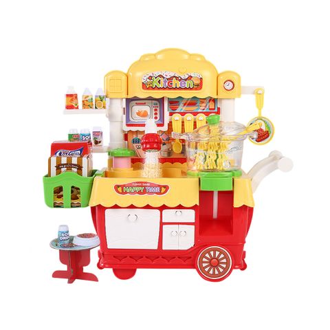 【孩子國】多功能聲光美食餐車/攤販快餐車/廚房家家酒玩具(可注水操作)