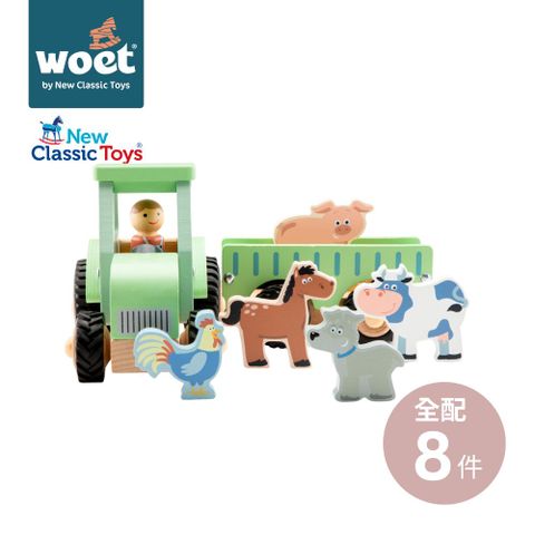 動物牧場木製拖拉車_荷蘭woet by New Classic Toys