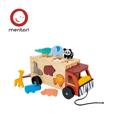 Mentari 美國 木製玩具 野生動物配對手拉車