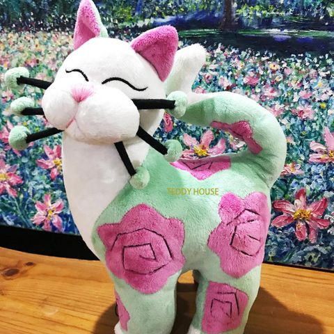 【TEDDY HOUSE泰迪熊】泰迪熊玩具玩偶公仔絨毛娃娃歐洲名設計師招財富貴胖胖貓(玫瑰)