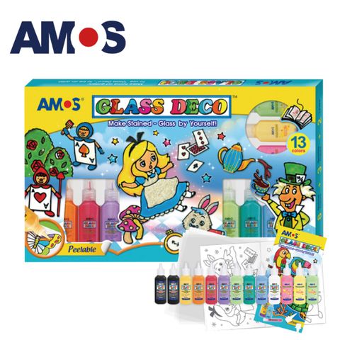 韓國AMOS 13色22ML主題玻璃彩繪膠組
