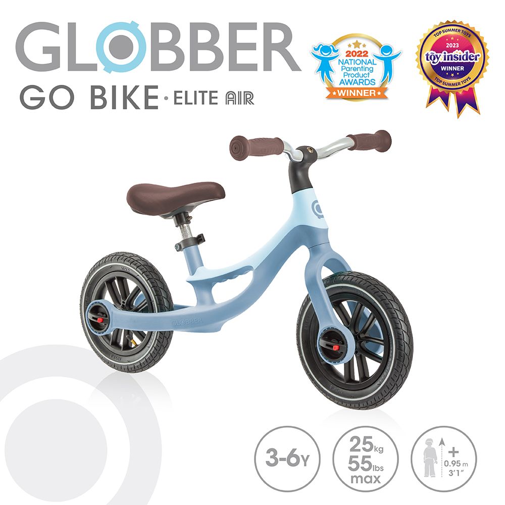 Globber 哥輪步 法國  GO BIKE ELITE AIR 充氣胎平衡滑步車-銀河系灰藍