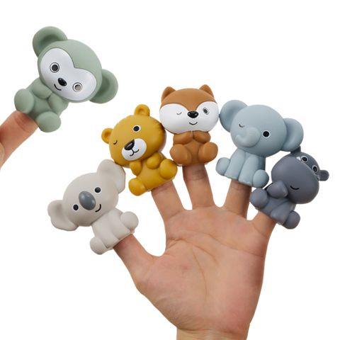 Mesenfants 3入-洗澡玩具 動物小船火車戲水玩具 動物指套玩具