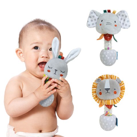 LR0931-寶寶安撫玩具 嬰兒手搖棒 手搖鈴 動物造型有聲搖鈴