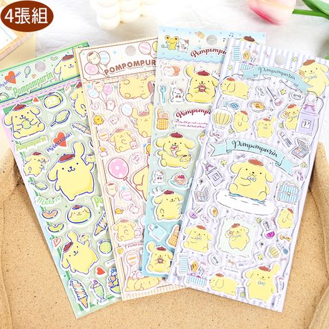 三麗鷗布丁狗立體泡泡貼紙泡棉立體卡通貼紙玩具4張組 495675(生日禮物 聖誕節 平輸品)【小品館】
