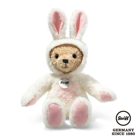 STEIFF 金耳釦泰迪熊 德國 - Teddy Bear Bunny White 兔年限定款 (經典泰迪熊_黃標)