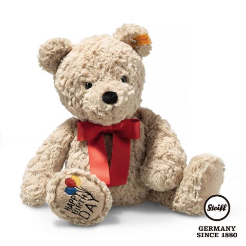 STEIFF 金耳釦泰迪熊 德國 - Jimmy Teddy bear  Happy Birthday 生日熊 (經典泰迪熊_黃標)