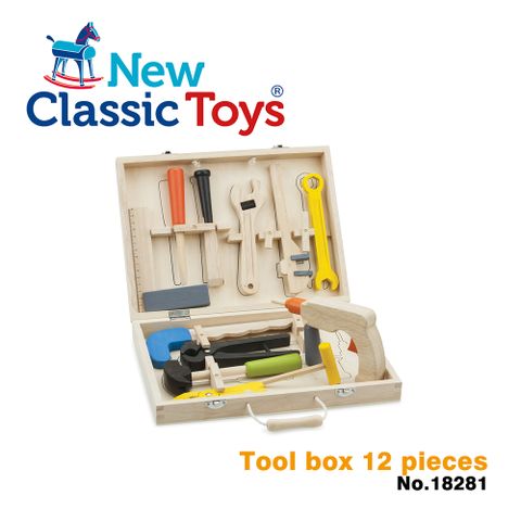 【荷蘭New Classic Toys】天才小木匠工具箱玩具12件組 - 18281